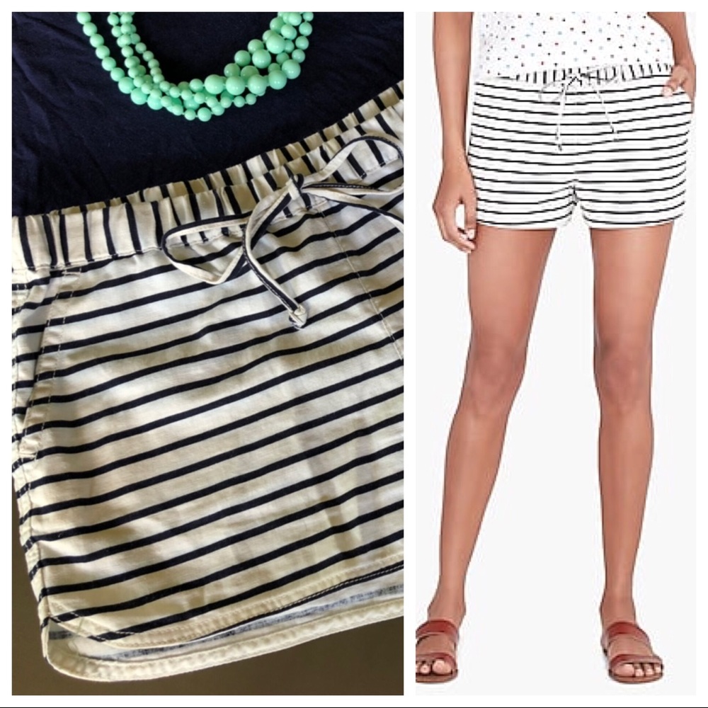 J.Crew Navy / Ivory Striped 2.5” Inseam Short, Med
